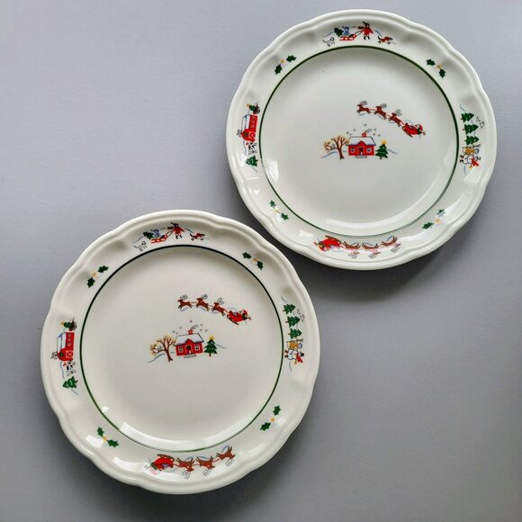 Pfaltzgraff Snow Village Luncheon Plate, Set of 2, c.1990s - Picture 1 of 11